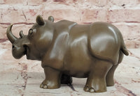 Hand Made Original Milo Rhino Botero Style Bronze Sculpture Figurine Decor