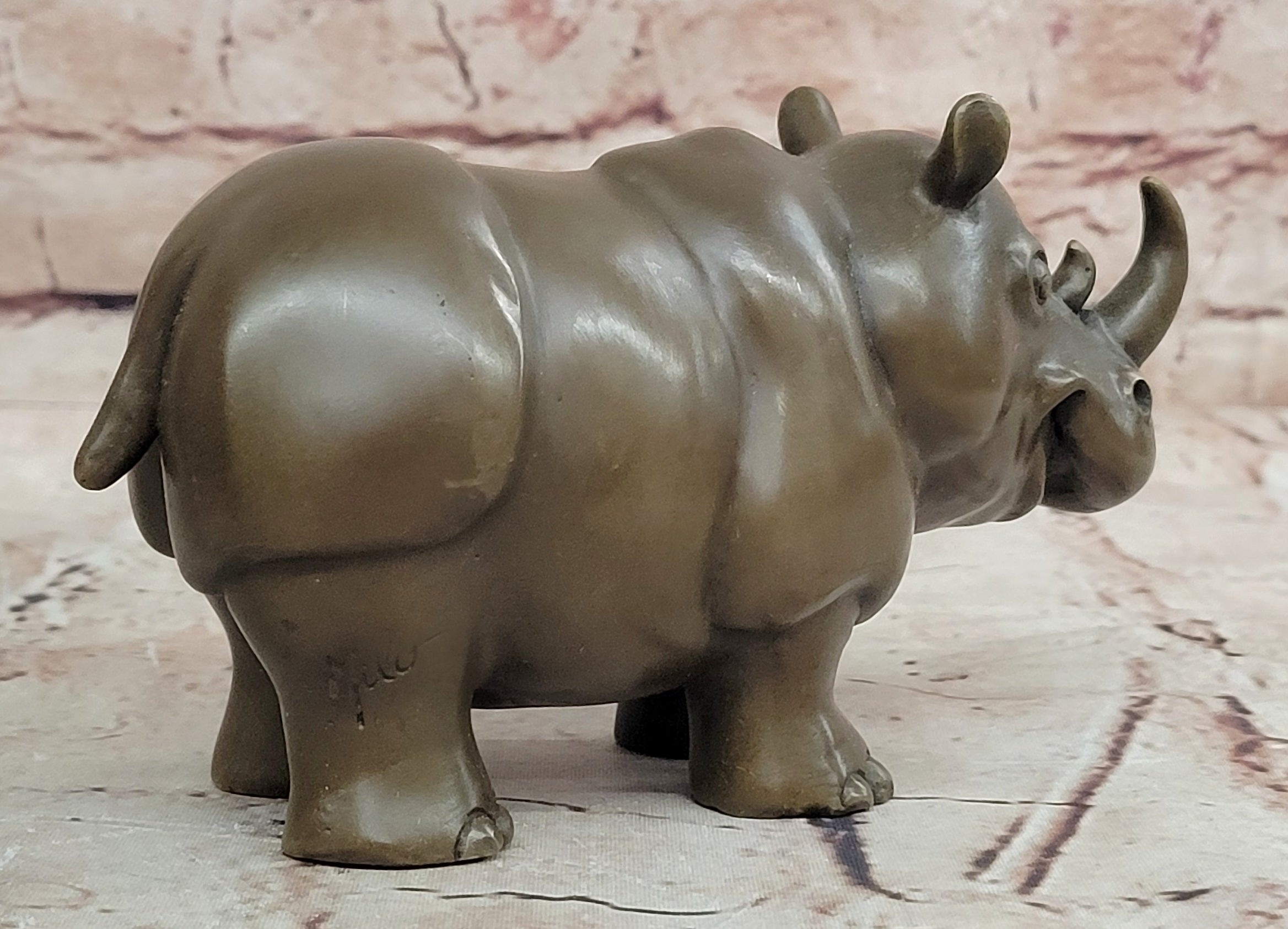 Hand Made Original Milo Rhino Botero Style Bronze Sculpture Figurine Decor