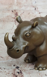 Hand Made Original Milo Rhino Botero Style Bronze Sculpture Figurine Decor