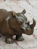 Hand Made Original Milo Rhino Botero Style Bronze Sculpture Figurine Decor