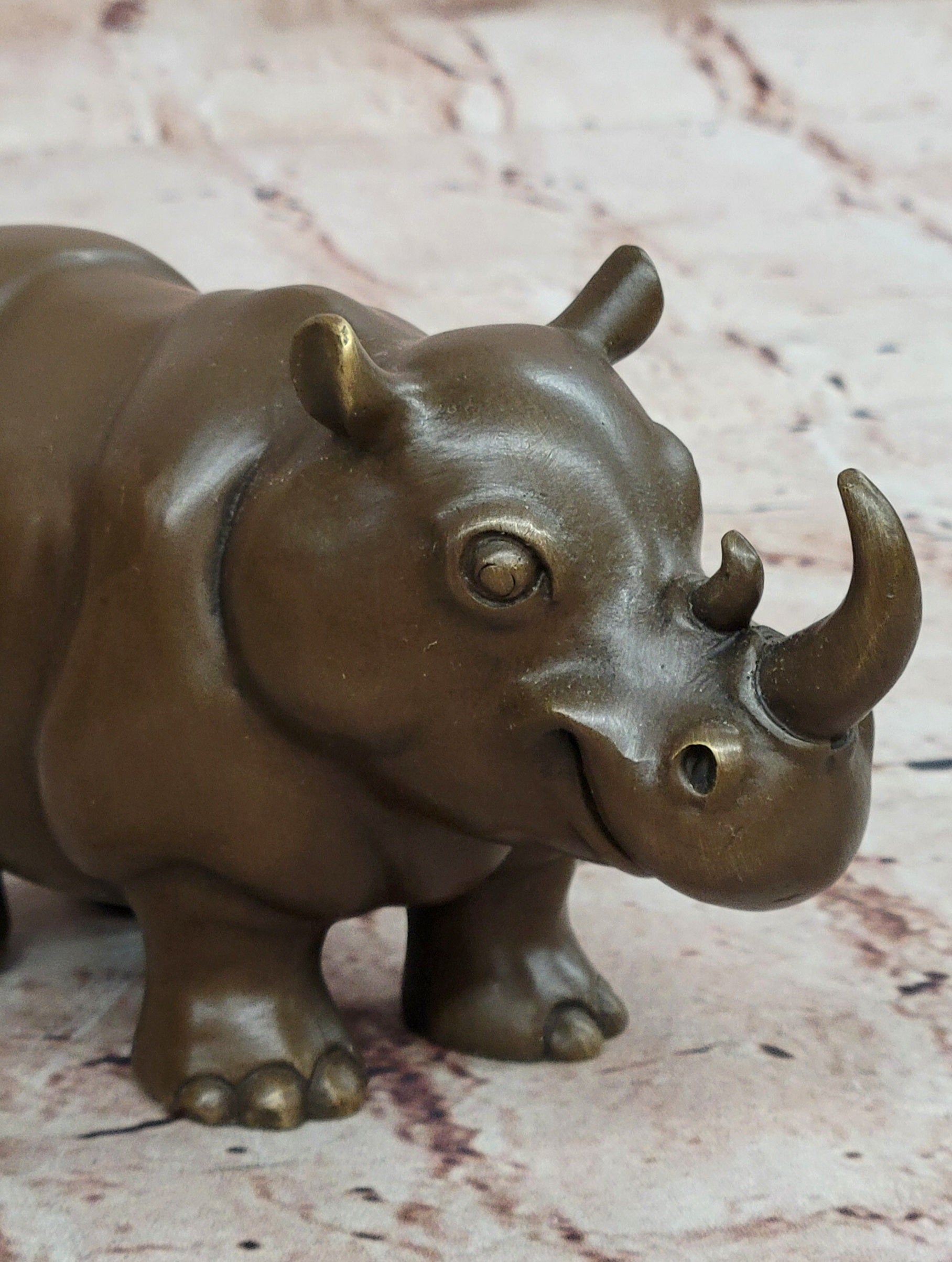 Hand Made Original Milo Rhino Botero Style Bronze Sculpture Figurine Decor