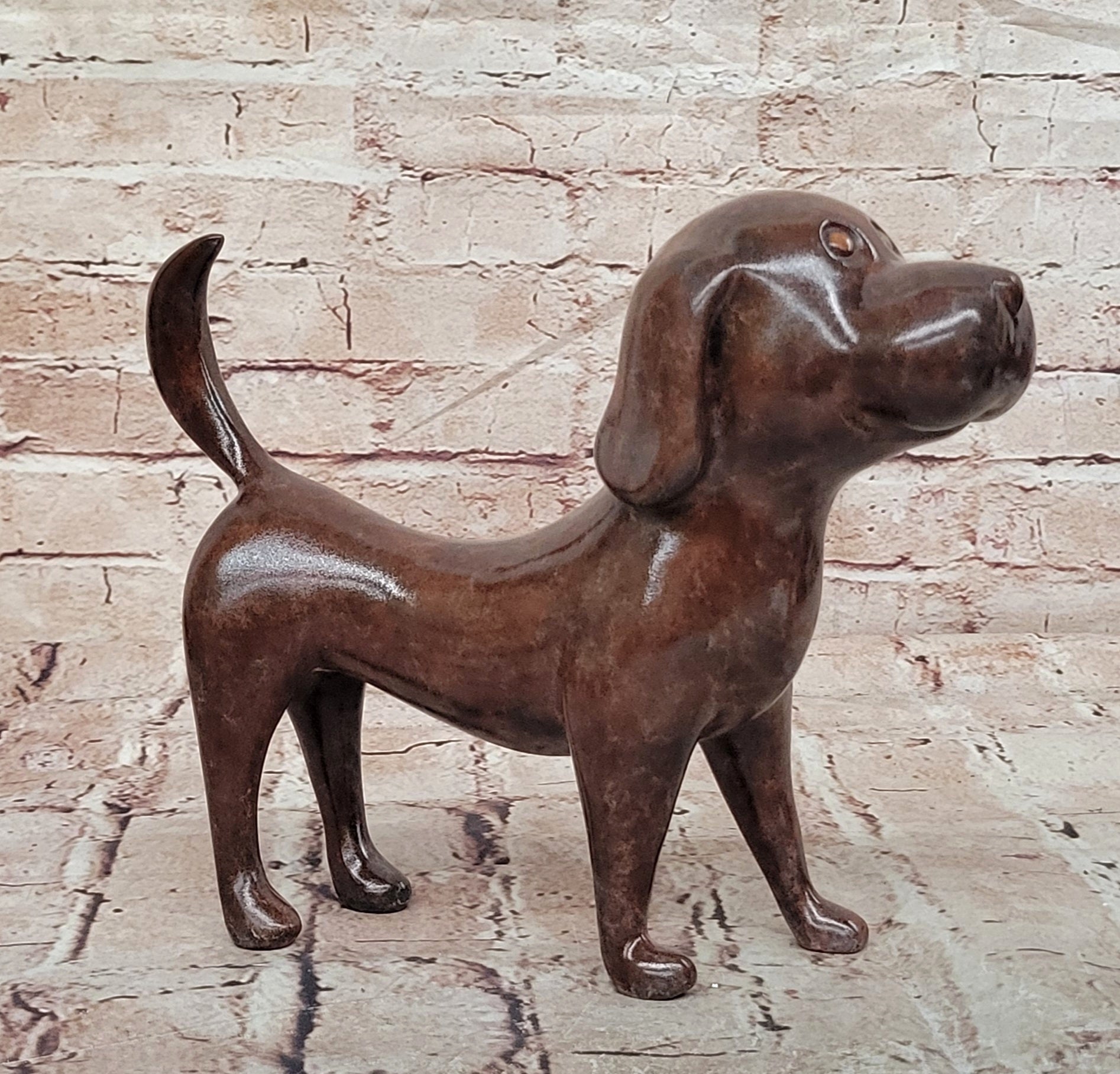 Labrador Chocolate Brown Solid Bronze Abstract Modern Sculpture by Milo