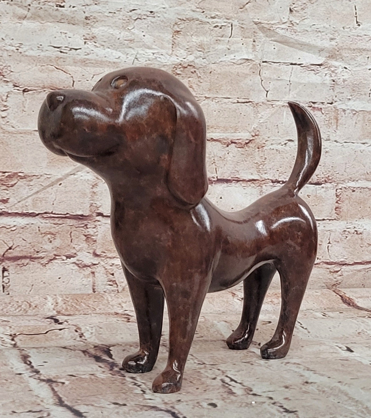 Labrador Chocolate Brown Solid Bronze Abstract Modern Sculpture by Milo