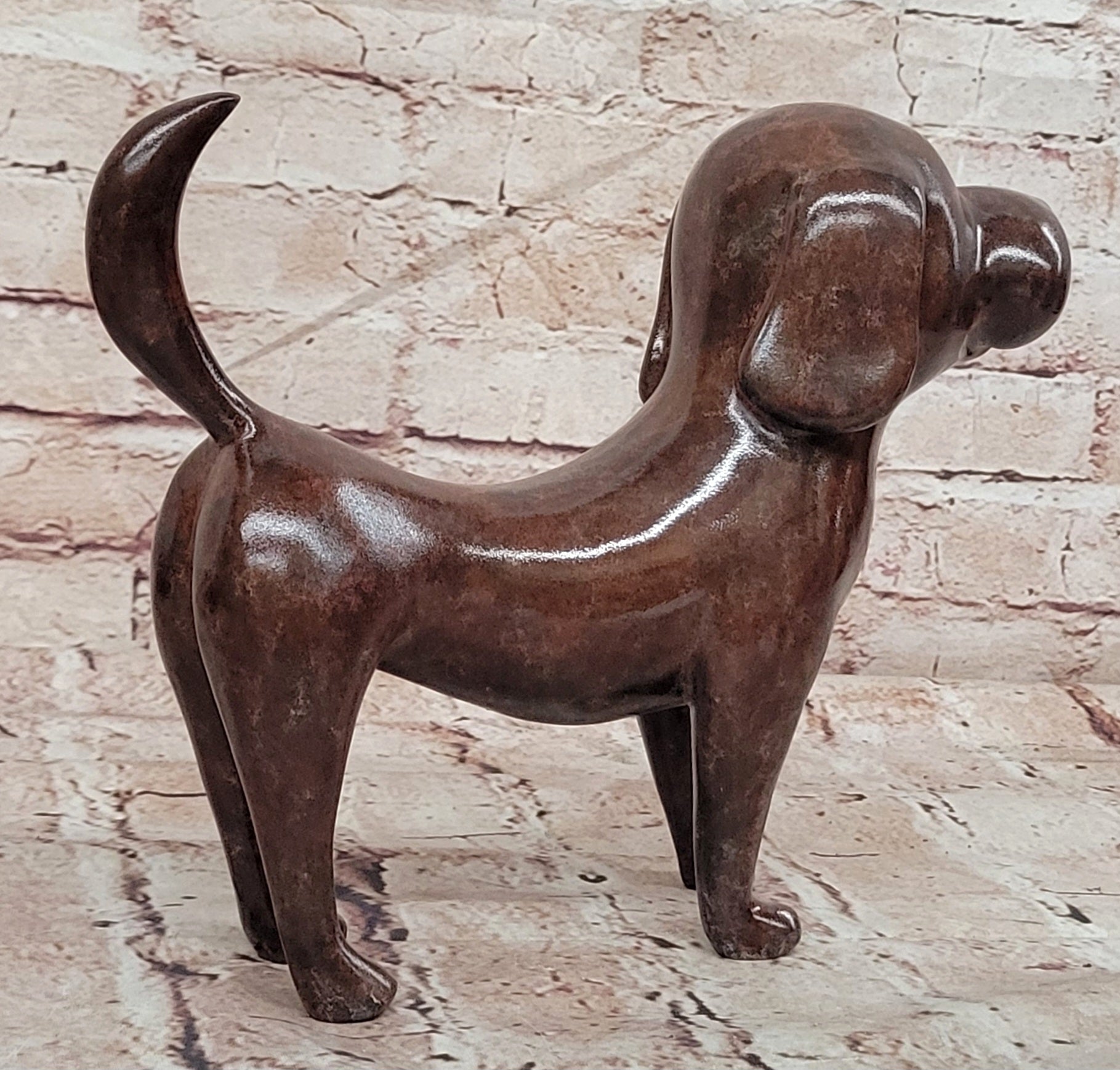 Labrador Chocolate Brown Solid Bronze Abstract Modern Sculpture by Milo