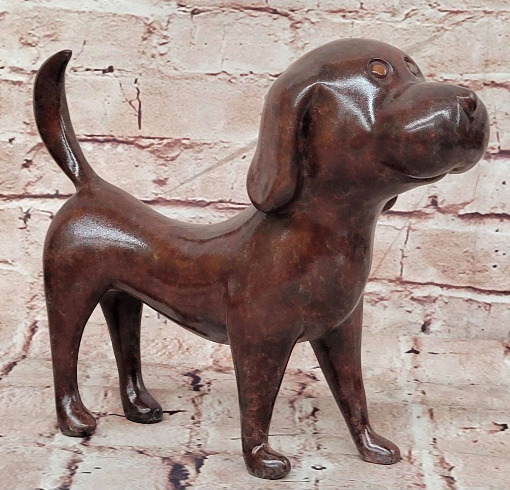 Labrador Chocolate Brown Solid Bronze Abstract Modern Sculpture by Milo