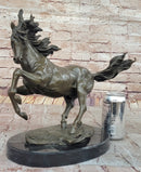 Milo Rearing Horse Bronze Sculpture on Marble Base
