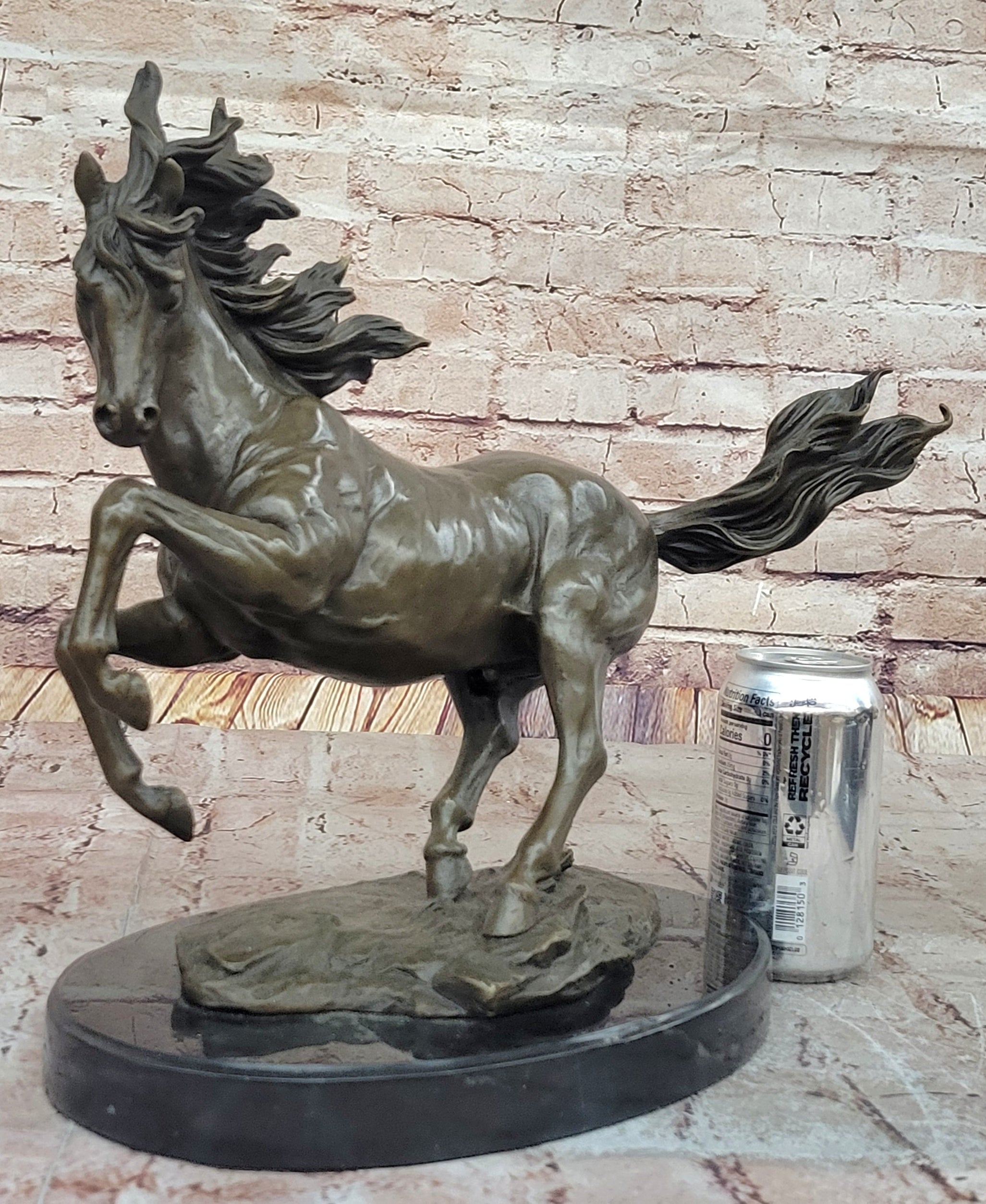 Milo Rearing Horse Bronze Sculpture on Marble Base
