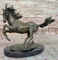 Milo Rearing Horse Bronze Sculpture on Marble Base