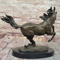 Milo Rearing Horse Bronze Sculpture on Marble Base