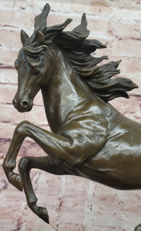 Milo Rearing Horse Bronze Sculpture on Marble Base