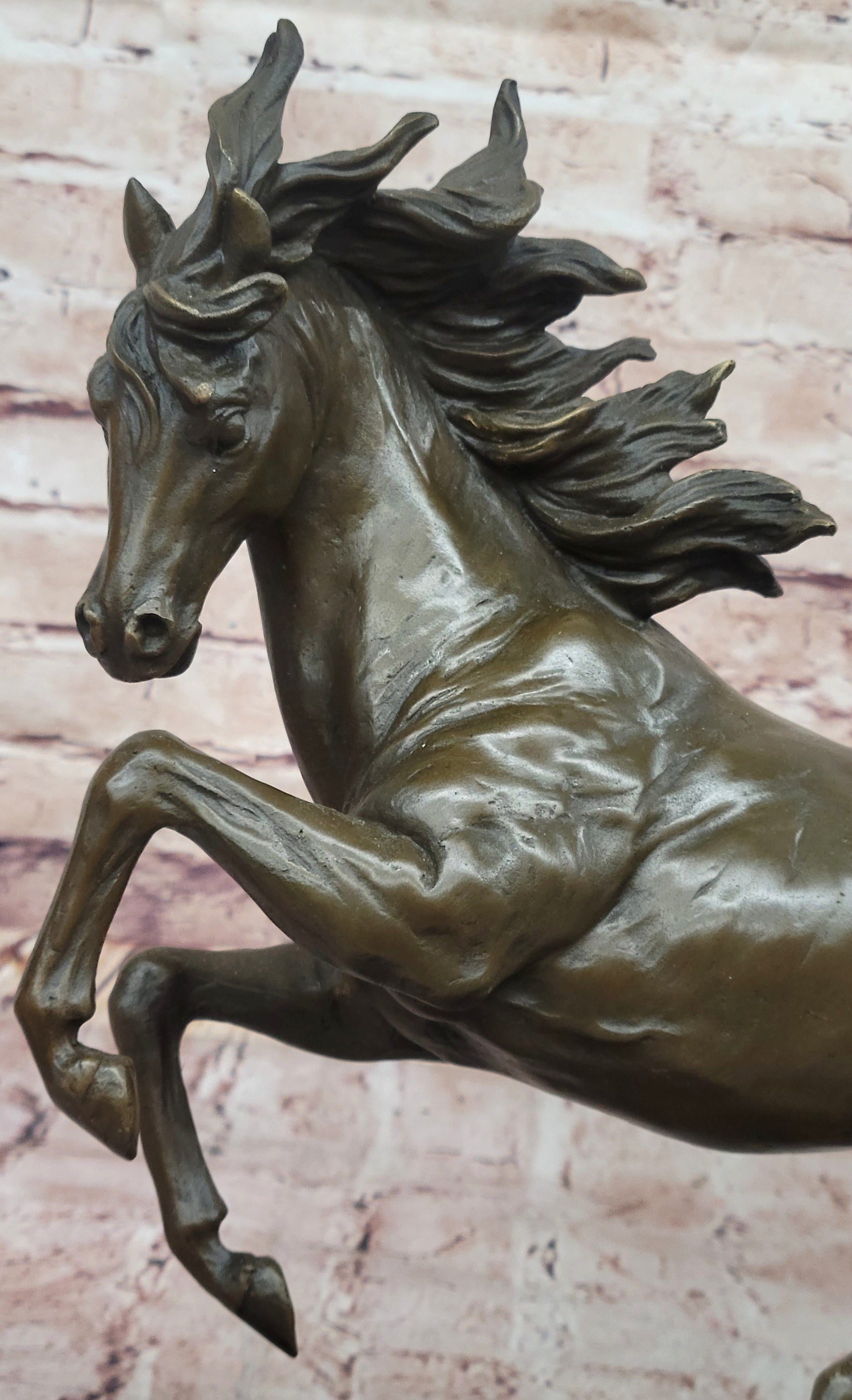 Milo Rearing Horse Bronze Sculpture on Marble Base