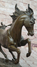 Milo Rearing Horse Bronze Sculpture on Marble Base