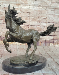 Milo Rearing Horse Bronze Sculpture on Marble Base