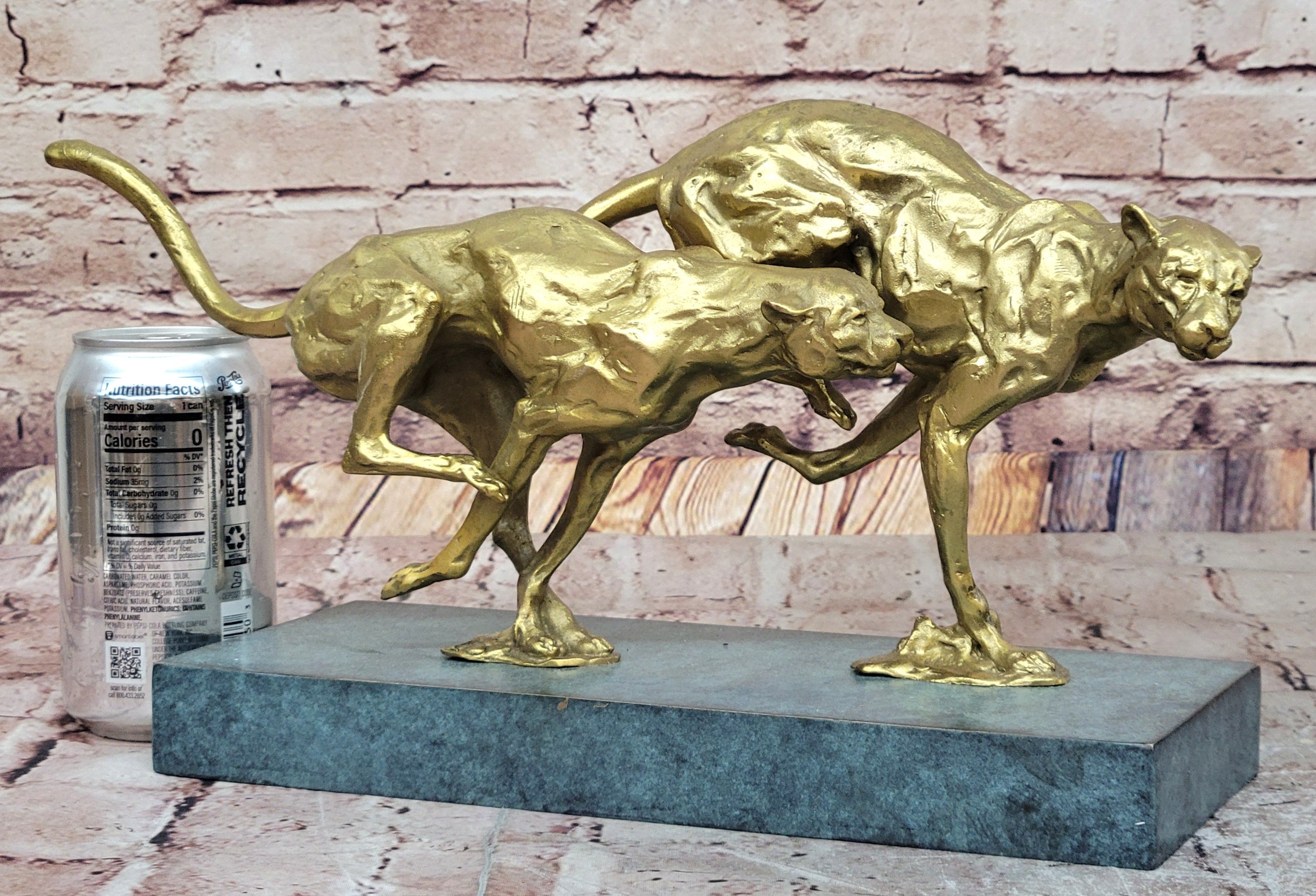 Golden Cheetah Big Cats Duo Running Bronze by Milo