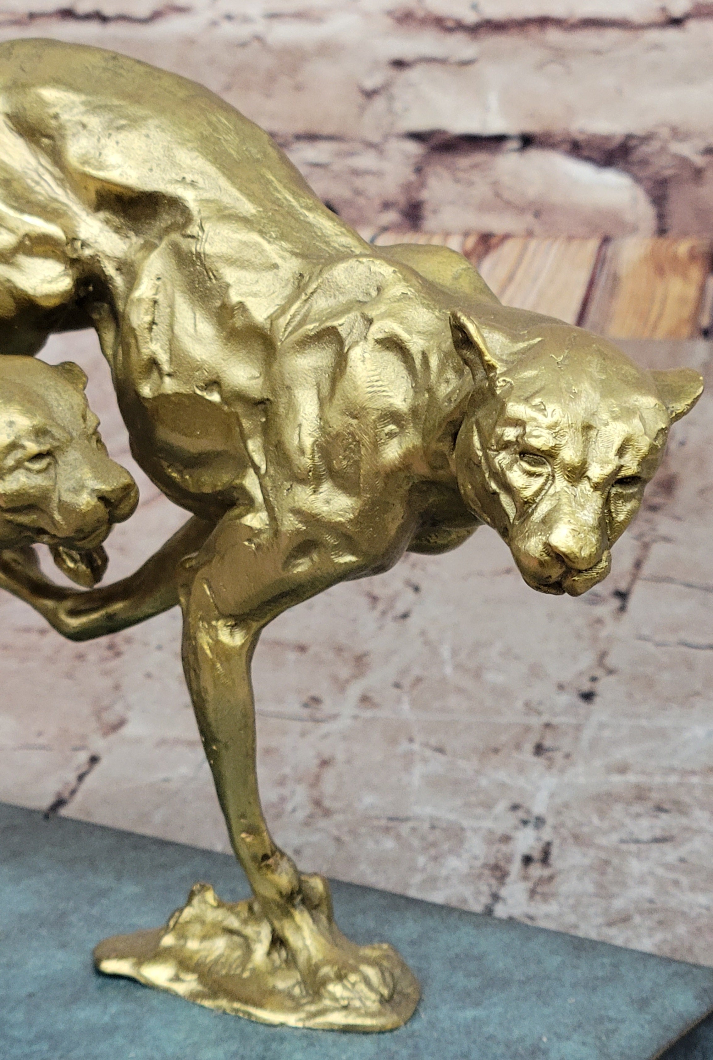 Golden Cheetah Big Cats Duo Running Bronze by Milo