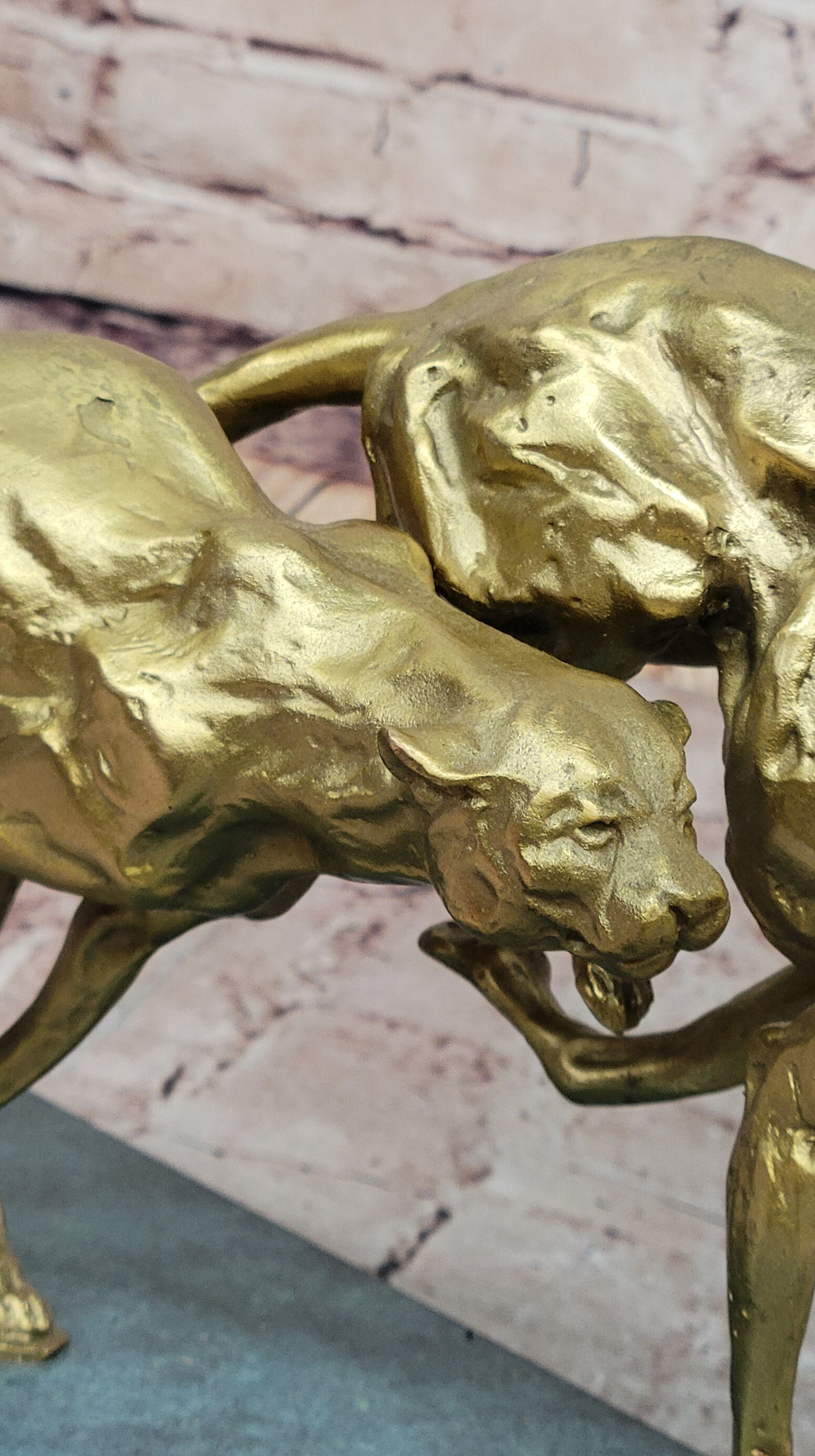 Golden Cheetah Big Cats Duo Running Bronze by Milo