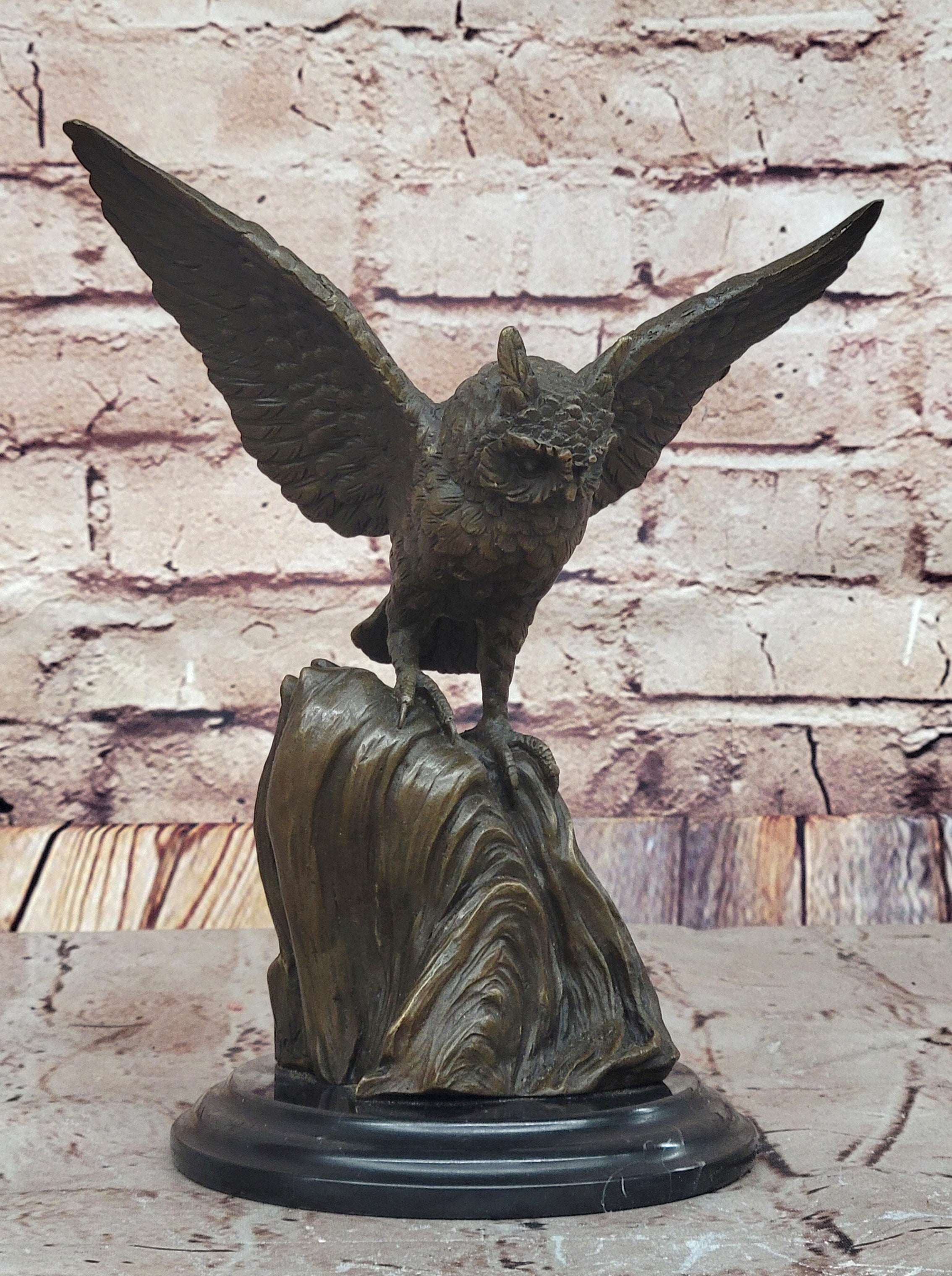 Soaring Bronze Owl by Mario Nick – Wildlife Sculpture