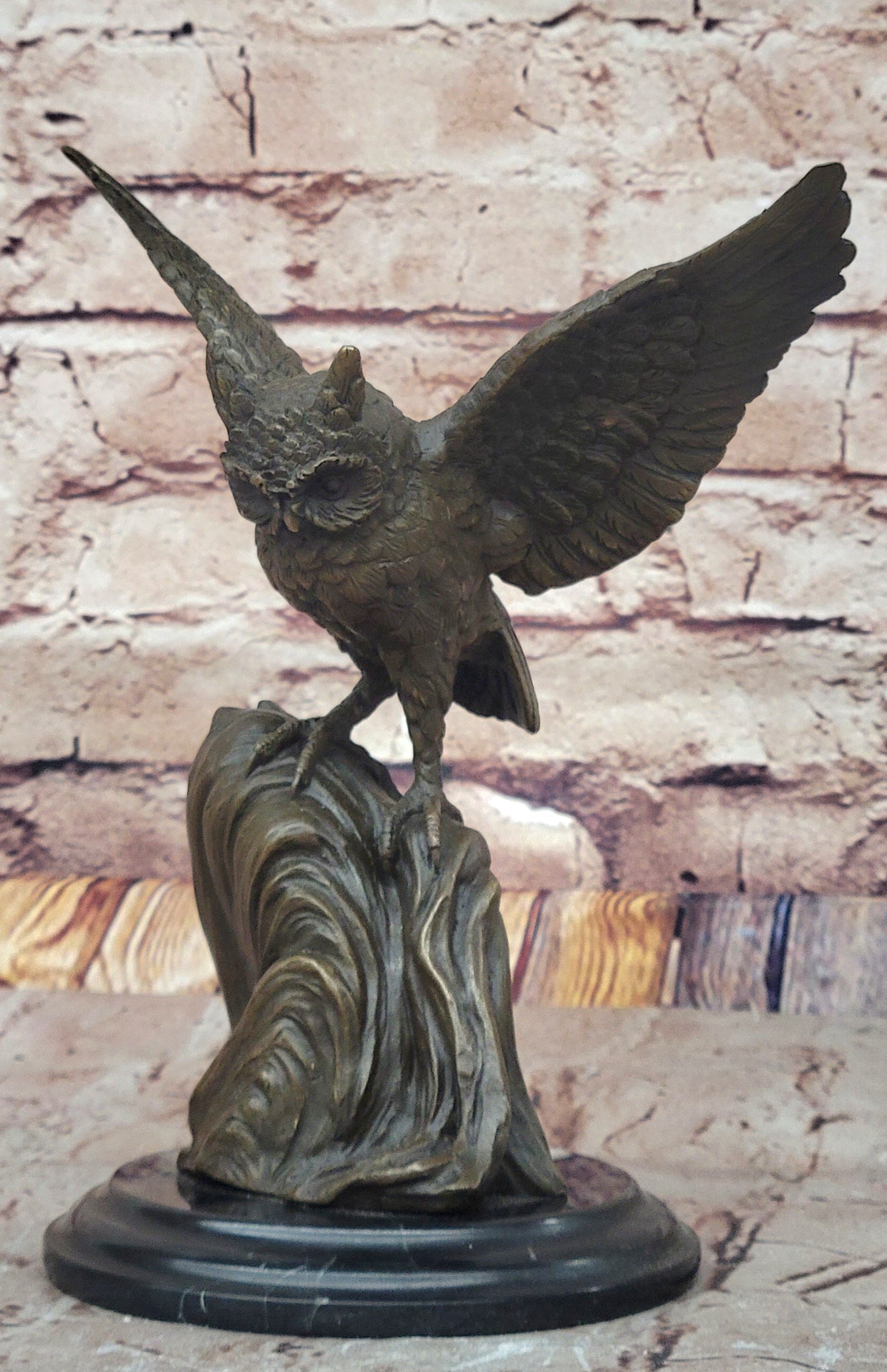 Soaring Bronze Owl by Mario Nick – Wildlife Sculpture
