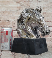 Modern Silver-plated Real Bronze Horse Head Sculpture Bust Hand Made Signed Milo
