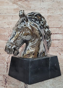 Modern Silver-plated Real Bronze Horse Head Sculpture Bust Hand Made Signed Milo