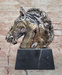 Modern Silver-plated Real Bronze Horse Head Sculpture Bust Hand Made Signed Milo
