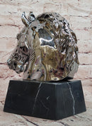 Modern Silver-plated Real Bronze Horse Head Sculpture Bust Hand Made Signed Milo