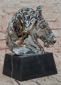 Modern Silver-plated Real Bronze Horse Head Sculpture Bust Hand Made Signed Milo