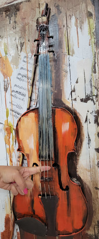 Violin Viola 3D Metal Cutout Wood Canvas Wall Art