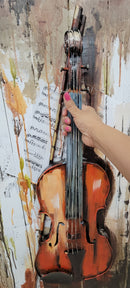 Violin Viola 3D Metal Cutout Wood Canvas Wall Art