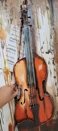 Violin Viola 3D Metal Cutout Wood Canvas Wall Art