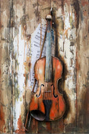 Violin Viola 3D Metal Cutout Wood Canvas Wall Art