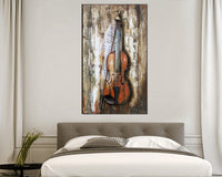Violin Viola 3D Metal Cutout Wood Canvas Wall Art