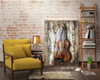 Violin Viola 3D Metal Cutout Wood Canvas Wall Art