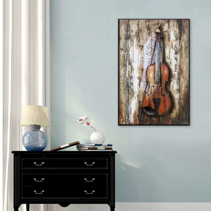 Violin Viola 3D Metal Cutout Wood Canvas Wall Art