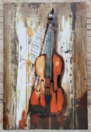 Violin Viola 3D Metal Cutout Wood Canvas Wall Art