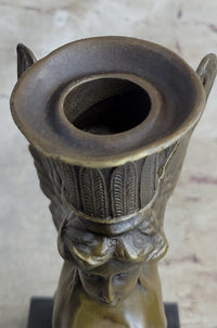 Art Deco Sphinx Bronze Candle Holder Marble Base