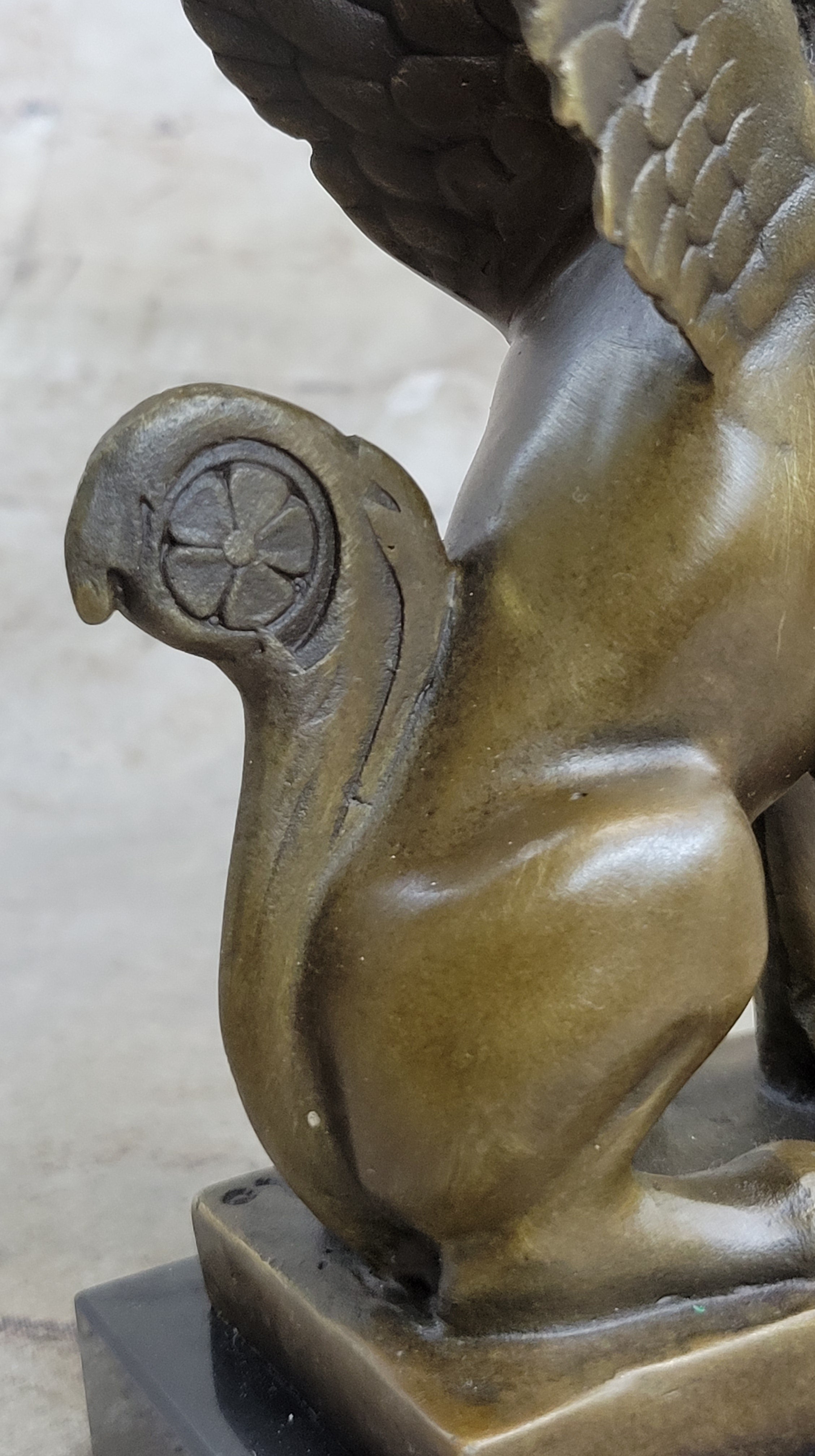 Art Deco Sphinx Bronze Candle Holder Marble Base