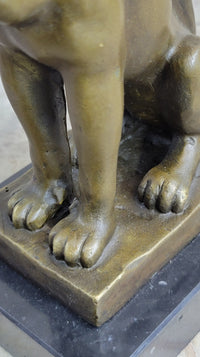 Art Deco Sphinx Bronze Candle Holder Marble Base