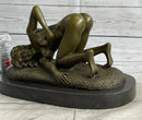 Erotic Nude Girl Bronze Sculpture Signed Art 9" x 12"