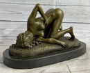 Erotic Nude Girl Bronze Sculpture Signed Art 9" x 12"