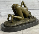 Erotic Nude Girl Bronze Sculpture Signed Art 9" x 12"