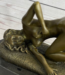 Erotic Nude Girl Bronze Sculpture Signed Art 9" x 12"