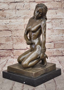 Sexy Nude Female Figure Erotic Girl Bronze Sculpture Signed Art