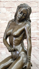 Sexy Nude Female Figure Erotic Girl Bronze Sculpture Signed Art