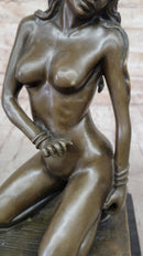 Sexy Nude Female Figure Erotic Girl Bronze Sculpture Signed Art