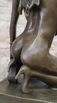 Sexy Nude Female Figure Erotic Girl Bronze Sculpture Signed Art