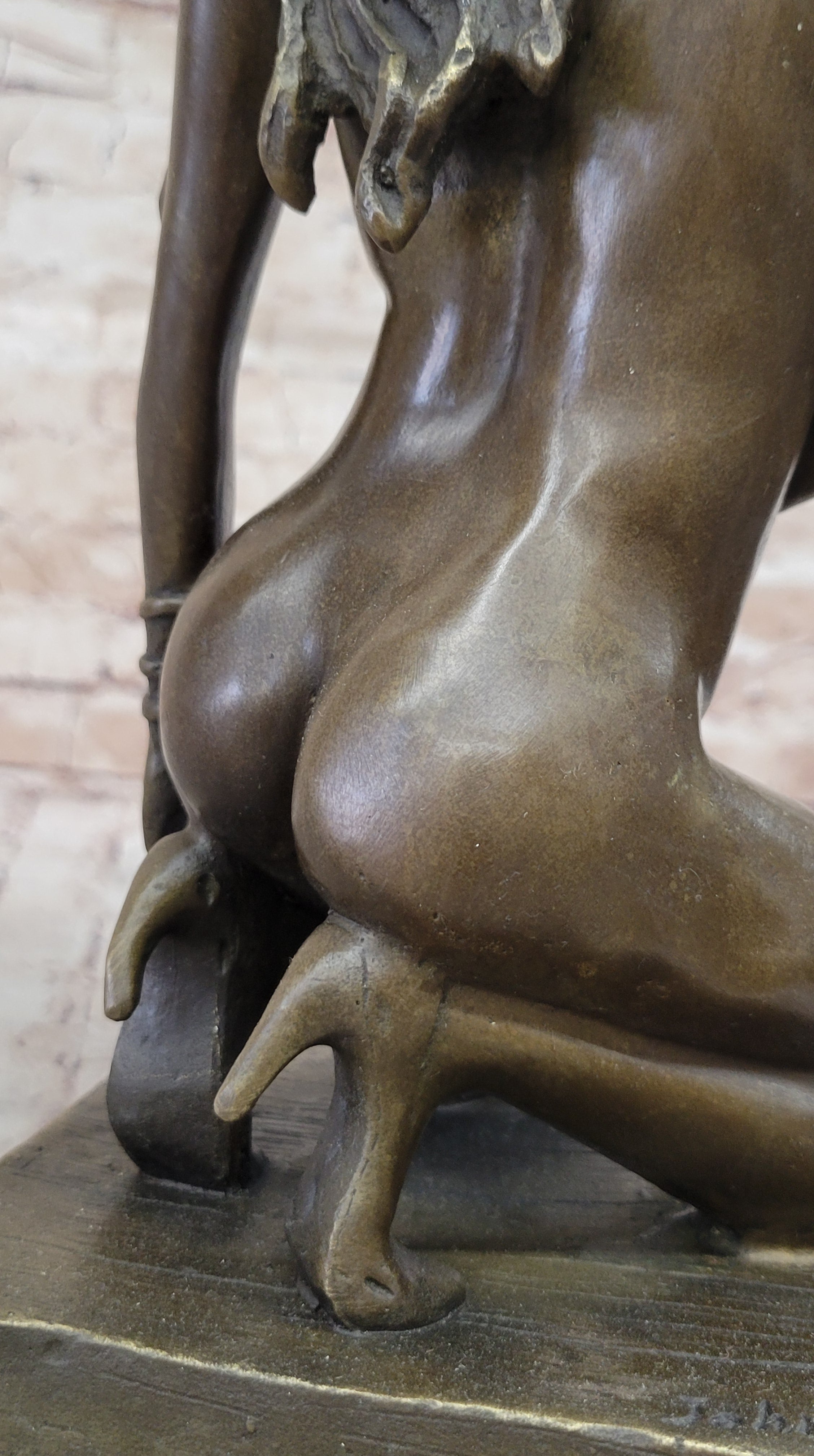 Sexy Nude Female Figure Erotic Girl Bronze Sculpture Signed Art