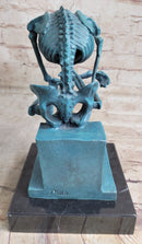 The Thinker Skeleton Bronze Metal Sculpture on Marble Base