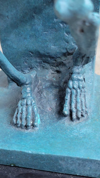 The Thinker Skeleton Bronze Metal Sculpture on Marble Base