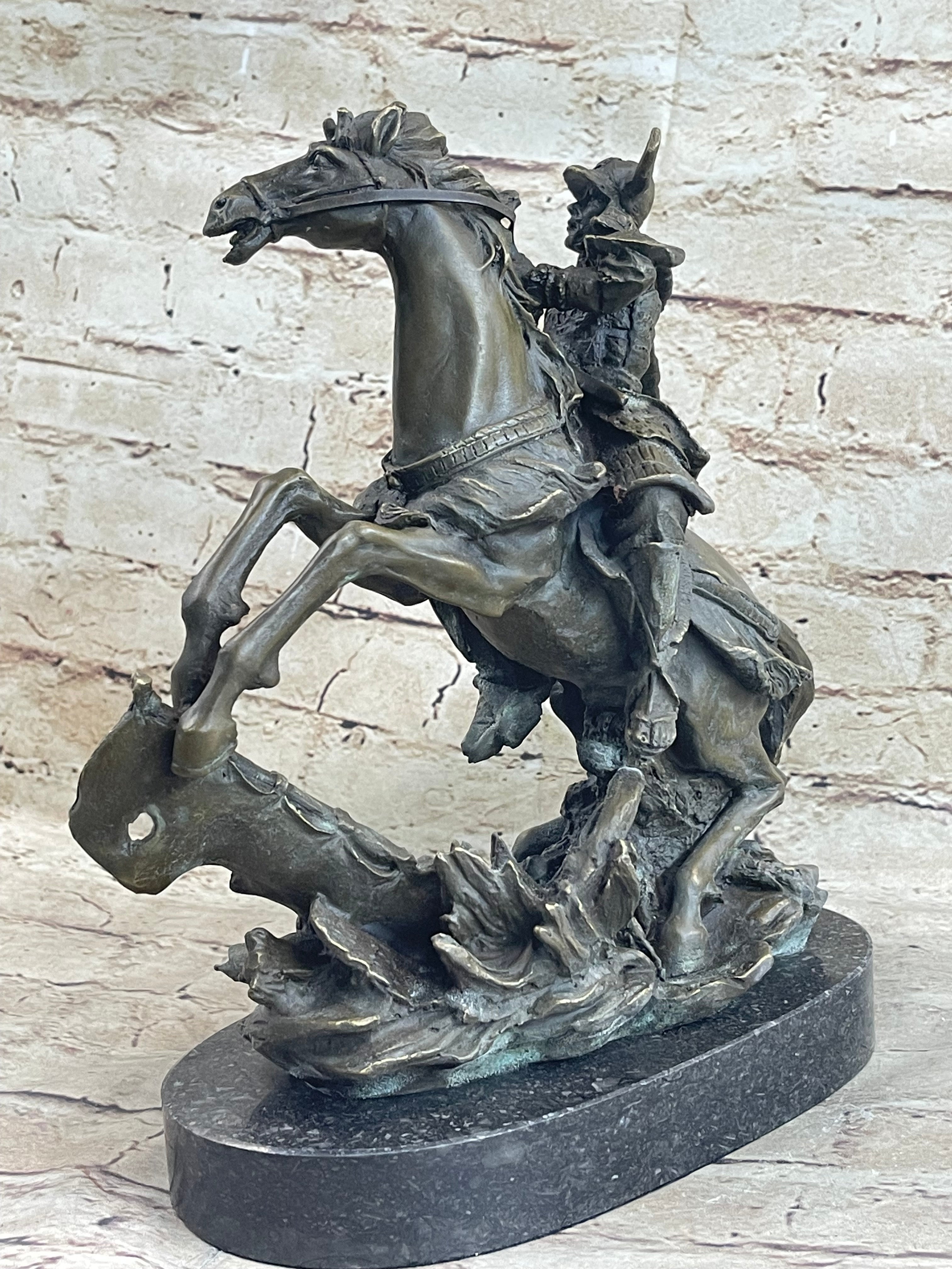 Japanese Samurai Warrior on Horseback Bronze Sculpture Kamiko